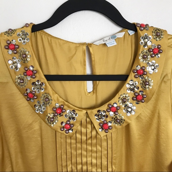 Boden Gold Silk Blend Embellished Collar Sleeveless Blouse US14 - Picture 3 of 12